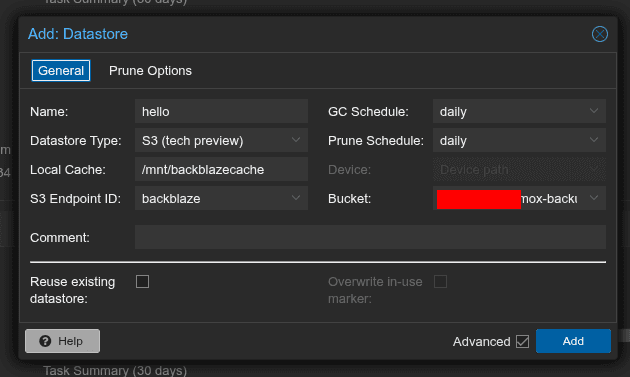 Add Datastore on Proxmox Backup Server