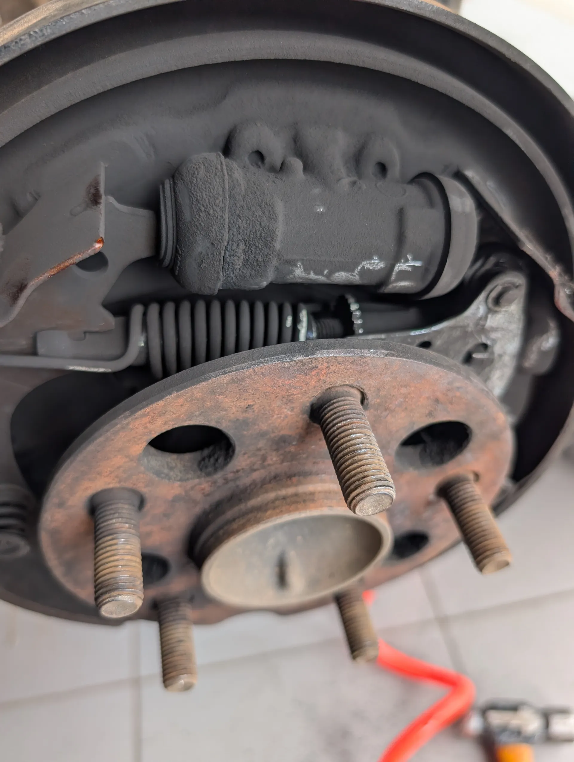 Opened up brake drums