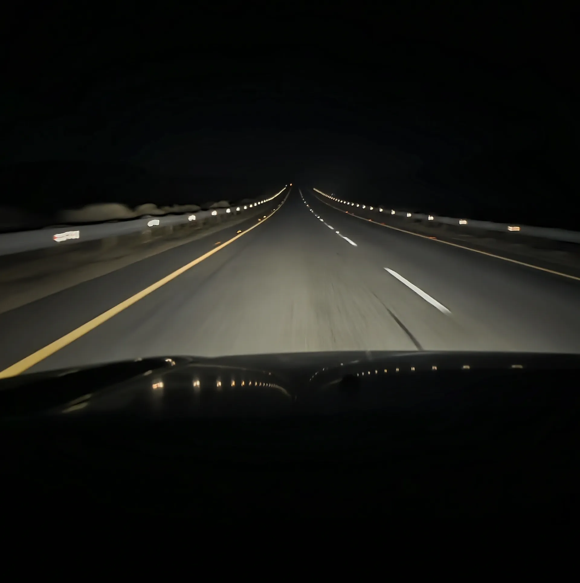 Road illuminated at night