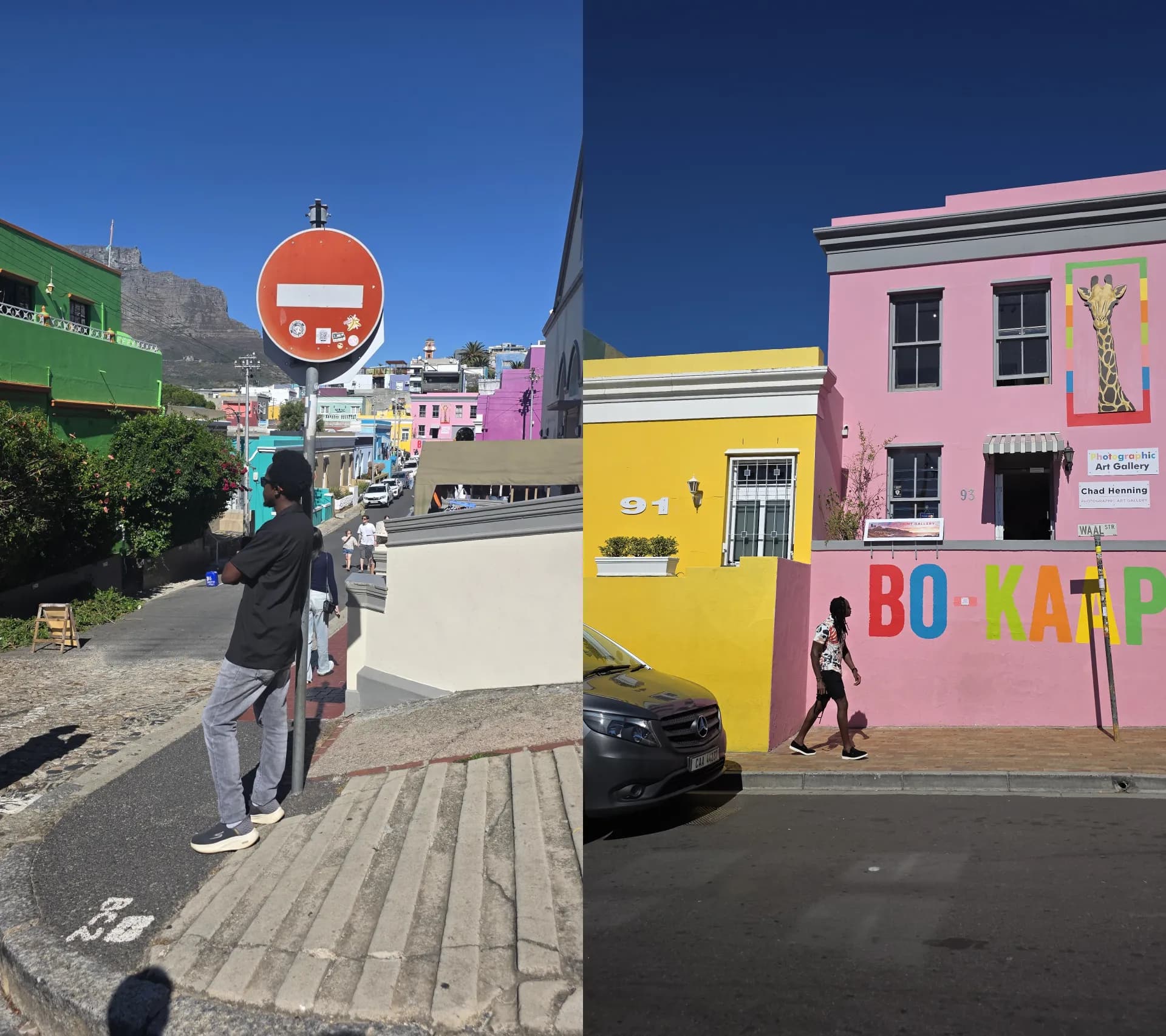 Michael and Smith posing for a photo along the streets of Bo-Kaap