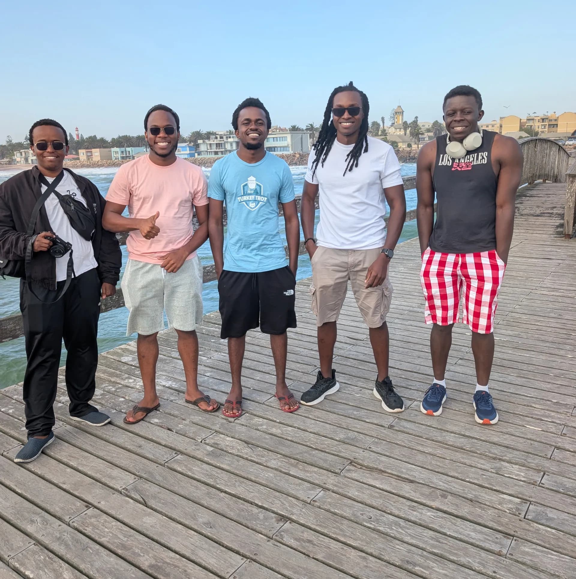Posing for a photo at the Swakopmund pier
